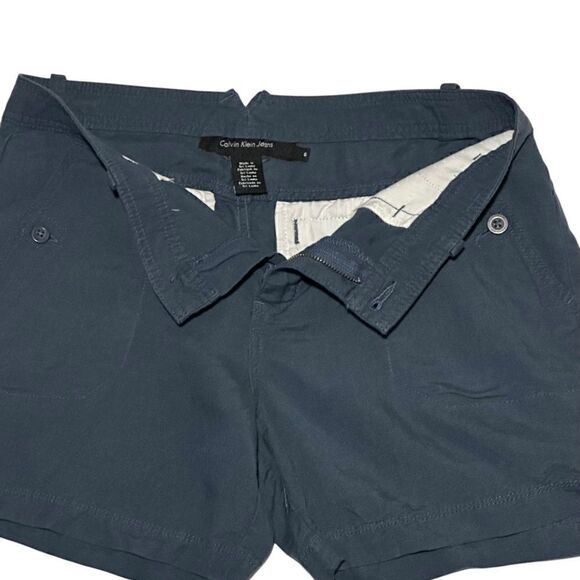 Calvin Klein Midnight Oil Blue Linen Classic Shorts Size 6 - Picture 3 of 9